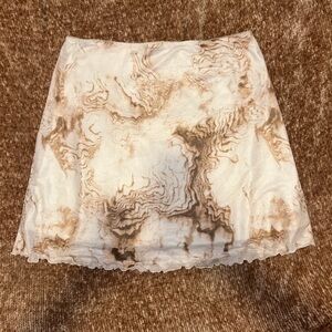 Sophie Rue Brown and Cream Mesh Marble Mini Skirt